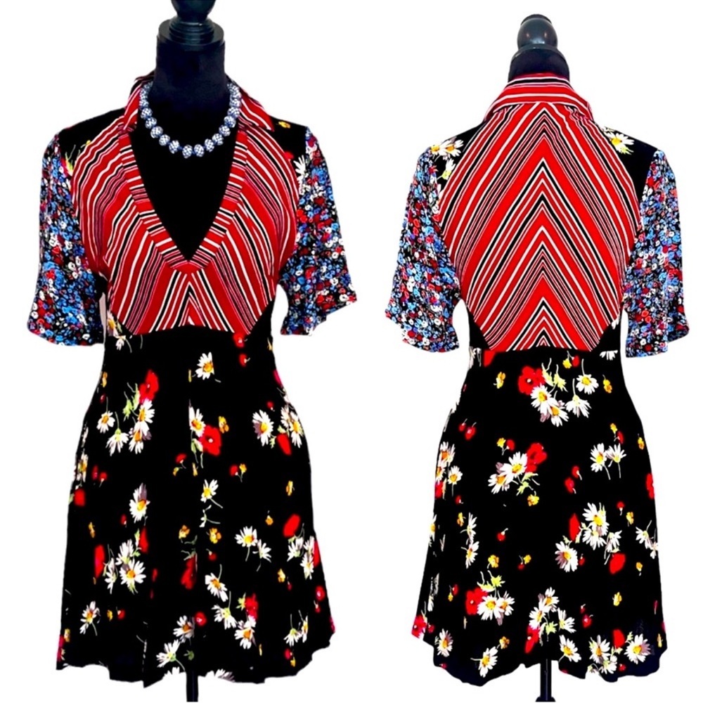 FREE PEOPLE SIZE 4 CUTE RETRO STYLE VINTAGE PATTERN DRESS EUC